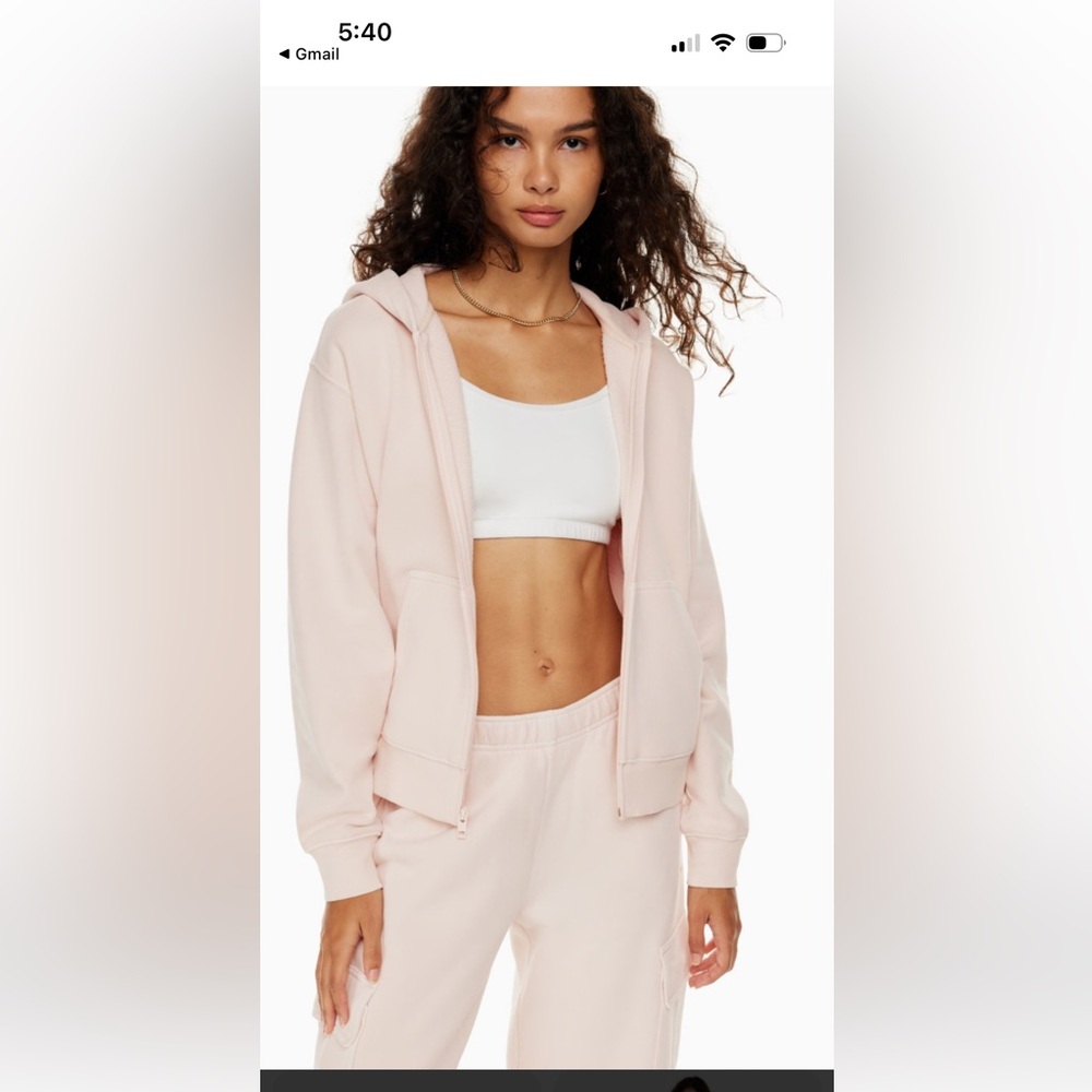 Aritzia sweat fleece perfect fit zip up hoodie
